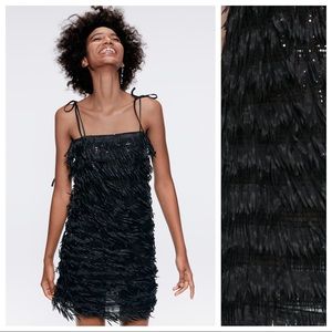 NWT. Zara Medium Black Mini Sequin Dress.